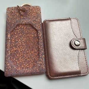Rose gold bundle of Oventure ID holder and slim card wallet